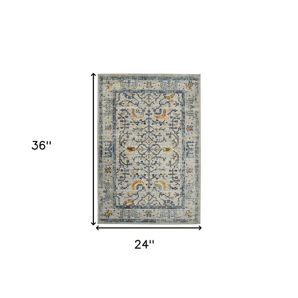 Homeroots 2' X 3' Yellow and Ivory Southwestern Stain Resistant Indoor Outdoor Area Rug 532594 - main