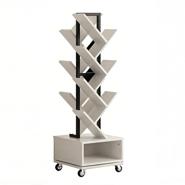 Homeroots 48" White Wood Sixteen Tier Etagere Bookcase 717459 - main
