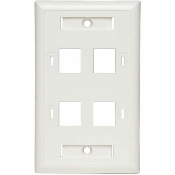 Eaton Tripp Lite Series 4-Port Keystone Faceplate, Single Gang, ID Labels, White, TAA N042-001-04-WH - main