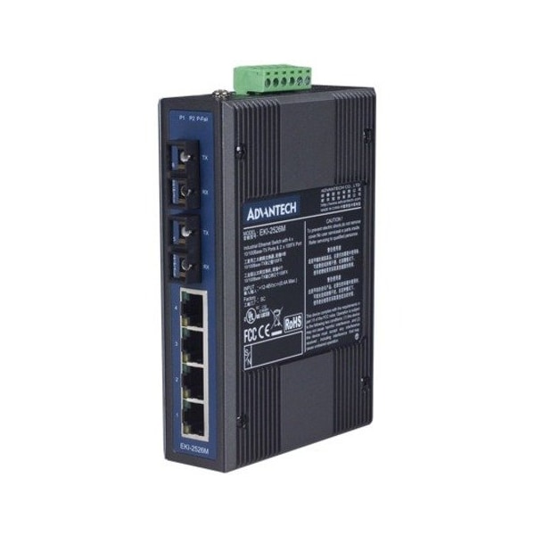 Advantech 4Tx + 2 MM Unmanaged Ethernet Switch w/ ST EKI-2526M-ST-AE - main