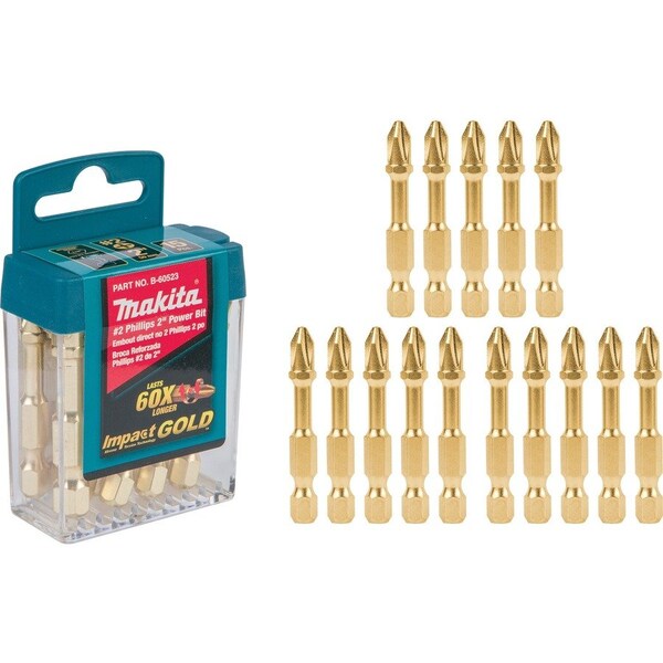 Makita Power Bit, 15 Pcs, Impact Gold Ph No2, 2 in B-60523 - main