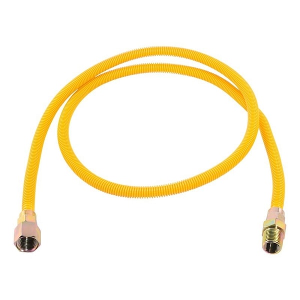 Eastman EZ-10 Series Gas Connector, 1/2 in, FIP x MIP, 304 Stainless Steel, Epoxy-Coated, 60 in L 10YE515060B - main