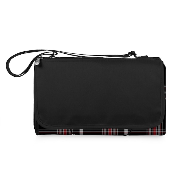 Picnic Time Family Of Brands Blanket Tote XL Outdoor Picnic Blanket, Black Tartan Pattern with Black Flap 920-00-177-000-0 - main