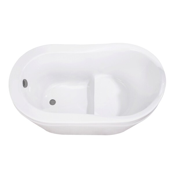 Kingston Brass 52-Inch Acrylic Oval Single Slipper Freestanding Tub with Overflow/Drain Assembly and Integral Seat VTRS523030M8 - main
