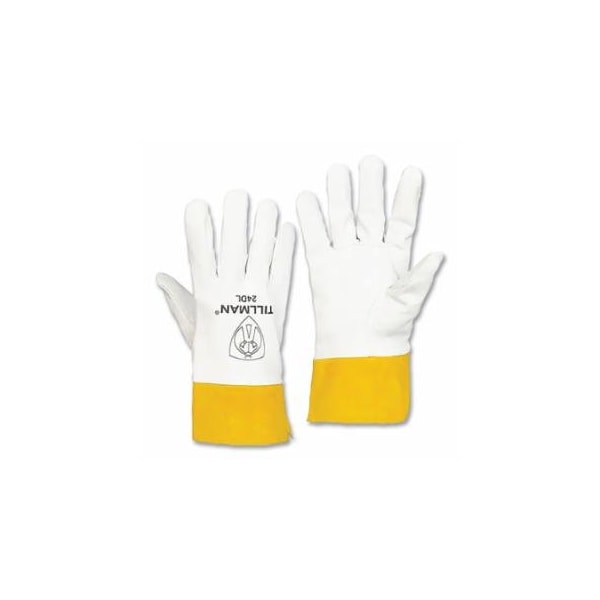 Tillman TIG Welding Gloves, 24D, Top Gr Kidskin Palm/BOH/Split Cowhide Cuff, Med, Pearl/Bourbon Brn, 2 in L, 6PK 724-24DM - main