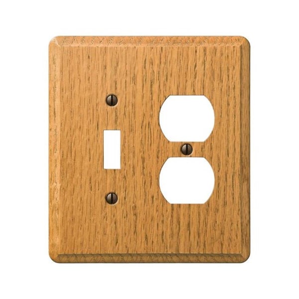 Amerelle 901TDL Contemporary 1 Toggle 1 Duplex Wall Plate Light Oak 3500782 - main