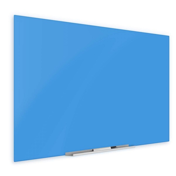 Fab Glass And Mirror Glass Dry Erase Board 48in x60in, Blue Surface with Eased Corners, Frameless Glass Board for Wall GBZ48x60-SB606 - main