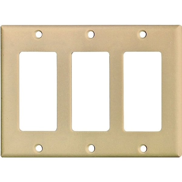 Eaton Wiring Devices 2163 Wallplate, 4-1/2 in L, 6.37 in W, 3 -Gang, Thermoset, Ivory, High-Gloss 2163V-BOX - main