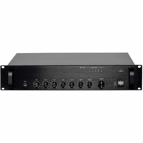 Monoprice Commercial Audio 60W 5ch 100/70V Mixer Amp with Microphone Priority (N 18803 - main