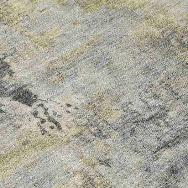 Homeroots 3' X 5' Pewter Charcoal And Gold Abstract Washable Indoor Outdoor Area Rug 630879 - main
