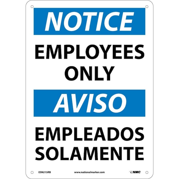 Nmc Notice Employees Only Sign - Bilingual, ESN215RB ESN215RB - main