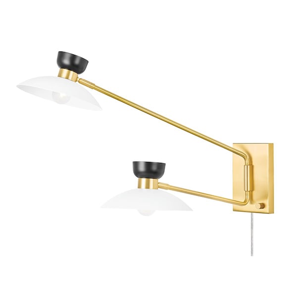 Mitzi Whitley 2 Light Plug-In Sconce 6.75 In. Aged Brass HL481202-AGB - main