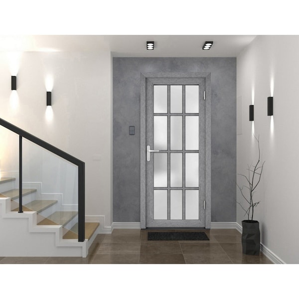 Vdomdoors Front Exterior Prehung FiberGlass Door Frosted Glass / Manux 8312 Grey Ash / Office Commercial and MANUX8312EXD-SS-W36 x H80-LH - main
