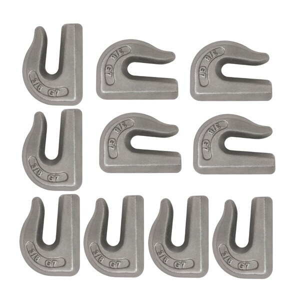 Mytee Products G70 3/8in Weld On Chain Grab Hooks Bucket Flatbed Trailer Wrecker Tow Tie Down, 10PK GH-F-38G70x10 - main