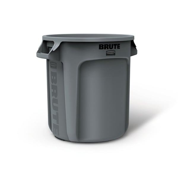 Rubbermaid Commercial BRUTE 10 gal Round Heavy Duty Plastic Can, Gray, None, Plastic, Not Applicable FG261000GRAY - main