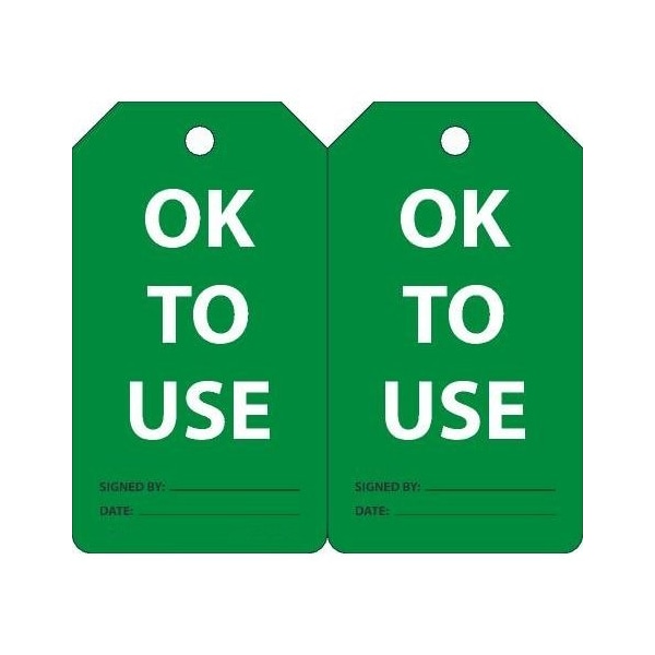 Accuform Safety Tag, OkToUse, 5-3/4"Hx3-1/4"W, PK25 MGT217CTP - main