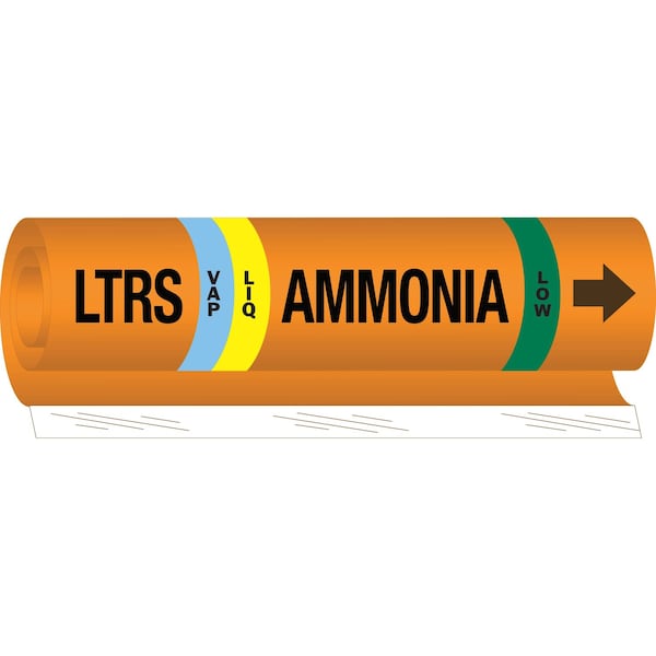 Brady LTRS LIQVAP AMMONIA LOW Pipe Marker, 26in H x 12in W, Fits Pipes 2.5in Dia. Thru 7.875in Dia. 145816 - main