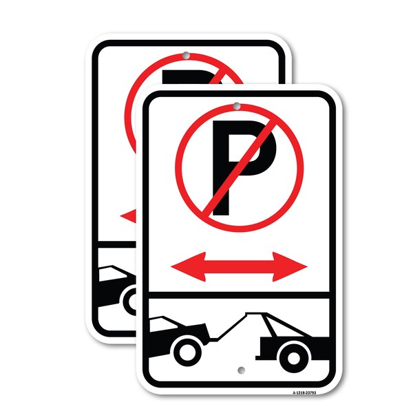 Signmission No Parking - Tow Away Zone With Graphic, 12'' X 18'' 2 Signs, Heavy Gauge Aluminum, 2PK A-1218-2PACK-23793 - main