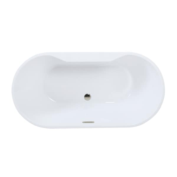 Kingston Brass 55" Acrylic Oval Double Ended Freestanding Tub with Drain, Glossy White/Polished Nickel VTDE552823C426 - main