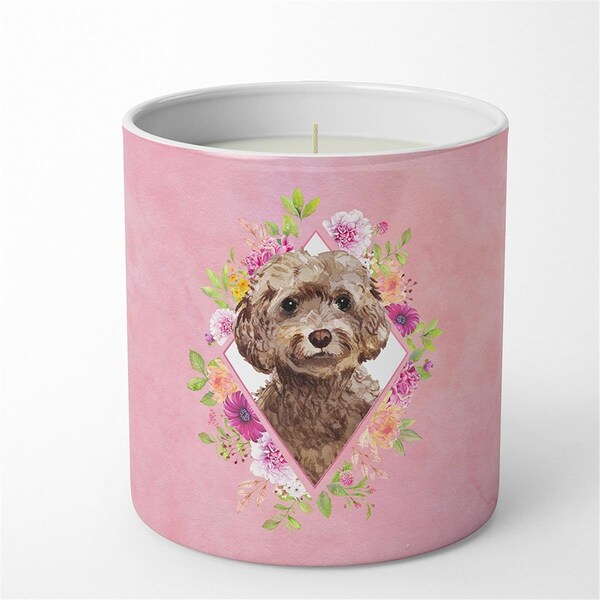 Carolines Treasures 10 oz Chocolate Cockapoo Pink Flowers Decorative Soy Candle CK4253CDL - main