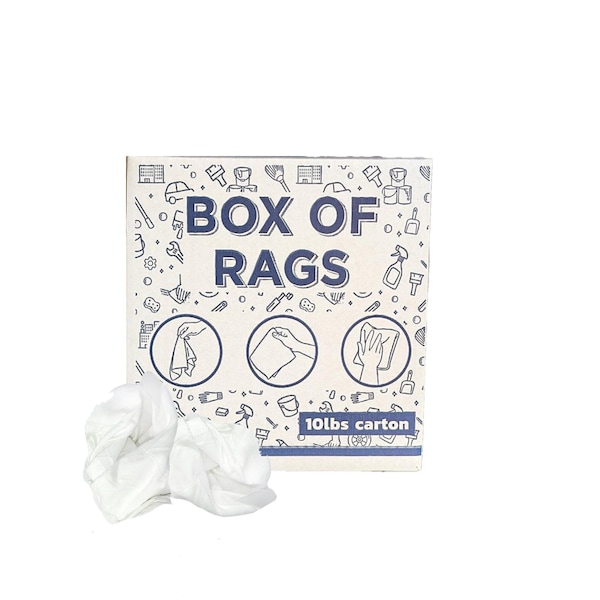 Supremeplus Recycled White Sheeting Cleaning Rags, 10 lbs. Box SP-7529 - main