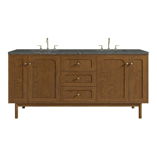 James Martin Vanities Laurent 72" Double Vanity, Honey Oak w/ 3 CM Parisien Bleu Silestone Top 545-V72-HNO-3PBL - main