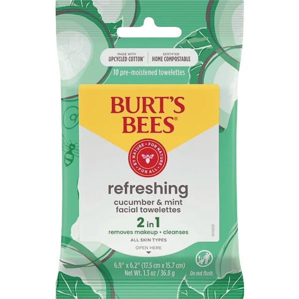 Burts Bees Refreshing Cucumber Mint Facial Towelettes, 10-Count 89649 - main
