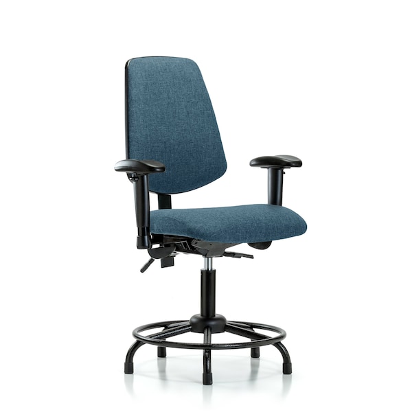 Blue Ridge Ergonomics Desk Chair Fab Desk Chair, Med, Bk, RT, Glds, Blu, Adjustable Arms, 19" to 24" Height, Fabric, Blue BR-FDHCH-MB-RT-T1-A1-RG-F43 - main
