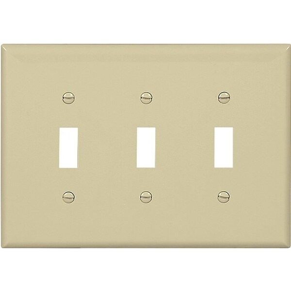Eaton Wiring Devices Eaton Wallplate, 7-1/4 in L, 6 in W, 3-Gang, Polycarbonate, Ivory, High-Gloss PJ3V - main