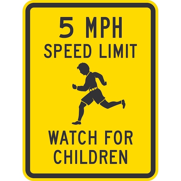 Lyle 5 MPH Speed Limit Watch For Children (w/graphic), 18x24, Engineer Grade, Yellow G-10109-EG_18x24 - main