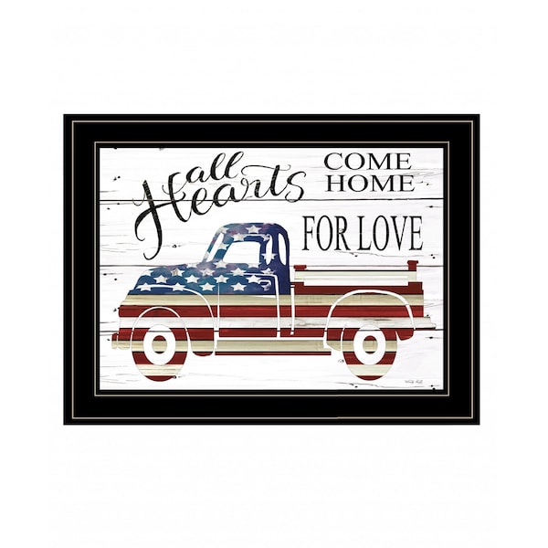 Homeroots All Hearts Come Home for Love Truck 3 Black Framed Print Wall Art 407586 - main