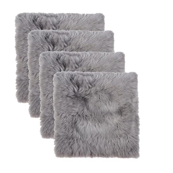 Homeroots Set Of Four 17" X 17" Grey Wool Chair Pads 489528 - main