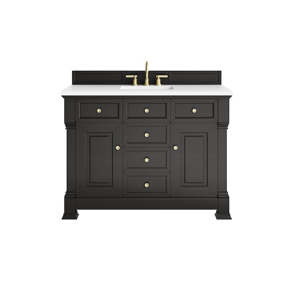 James Martin Vanities Brookfield 48 in. Single Vanity, Black Onyx, w/ 3 CM White Zeus Silestone Top 547-V48-BKO-3WZ - main
