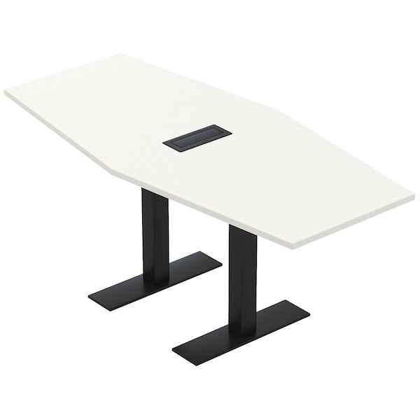 Skutchi Designs 6ft Conference Table With Power Unit | 6 Person Modular Hexagon Meeting Table | Harmony Series HAR-HEX.IR-36X72-T.BK-W960-EBLK - main