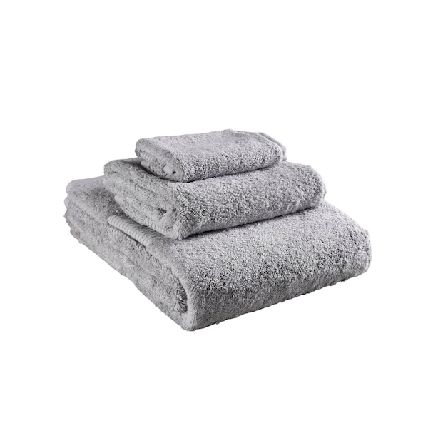 Homeroots Set of Three Light Gray Cotton Quick Dry Terry Cloth Towels, 3PK 700348 - main