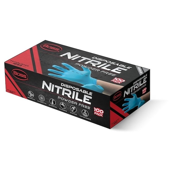 BOSS Blue, M, mil, Nitrile Powder-Free, Disposable Gloves, B21