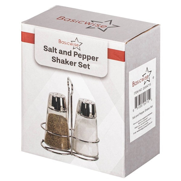 Basicwise Multifunctional Glass Salt and Pepper Shaker Set