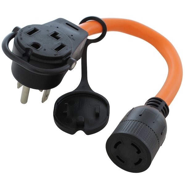 Ac Works Piggy-Back Adapter Cord, NEMA 14-30P/14-30R to L14-30R, 1.5 ft, 30A, 125/250V, STW 10/4 PB1430L1430 - main