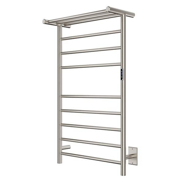Anzzi Eve Series 8-Bar Wall Mounted Electric Bathroom Towel Warmer Rack in Brushed Nickel Finish TW-AZ012BN - main