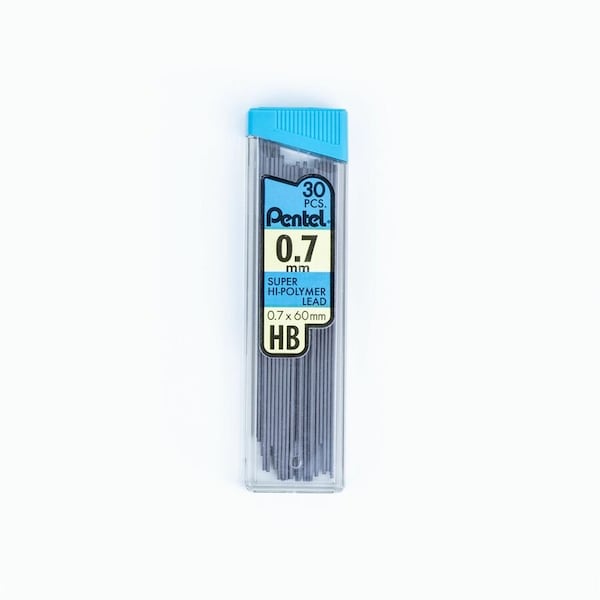 Pentel HB Super Hi-Polymer Leads, 0.7mm, Black, 30 Leads/Pack, PK12 C27HB - main
