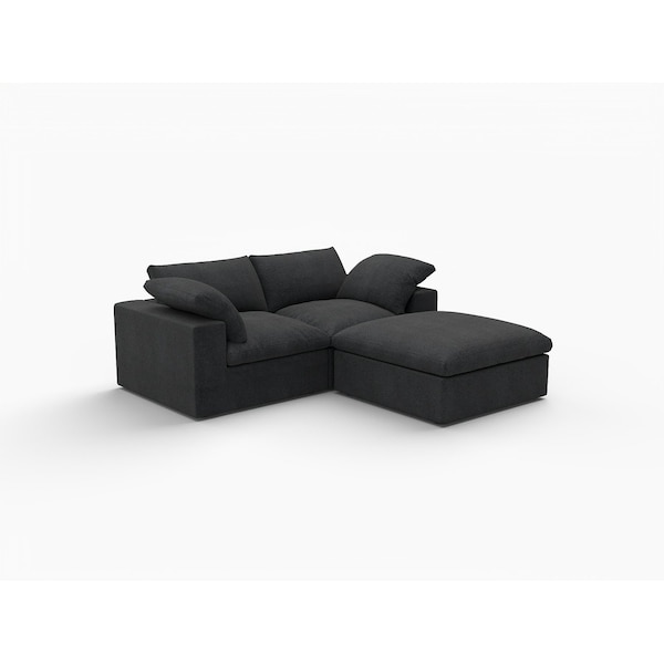 Homeroots Light Gray Linen Blend Modular L Shaped Three Piece Corner Sectional 716921 - main