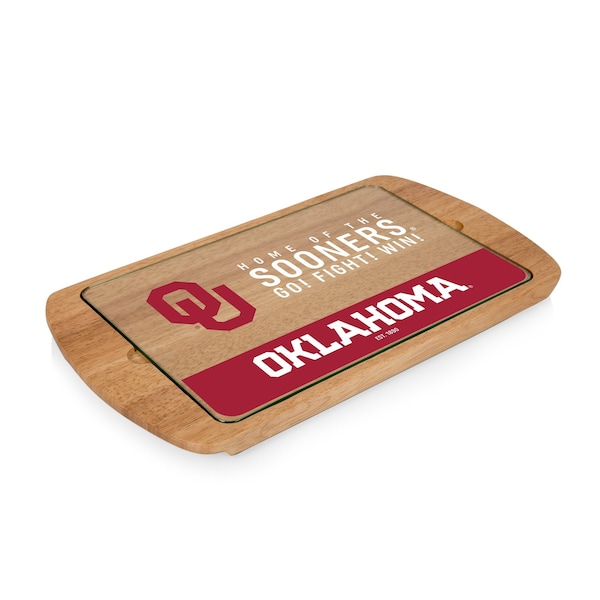 Picnic Time Family Of Brands NCAA Oklahoma Sooners Billboard Glass Top Cheese Board - Charcuterie Boards, Parawood 911-01-505-454-0 - main