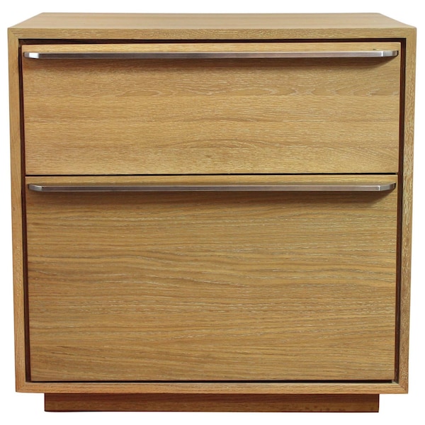 Homeroots 28" Natural Solid and Manufactured Wood Two Drawer Nightstand 555397 - main
