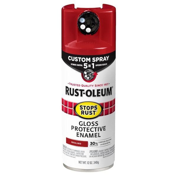 Rust-Oleum Rust Preventative Spray Paint, Regal Red, Gloss, Solvent, 12 Oz 376895 - main