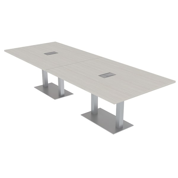 Skutchi Designs Rectangle Conference Table With Power Unit, 48 in W, 120 in L, Ivory HAR-REC-48X120-DOU-K458-ESIL - main