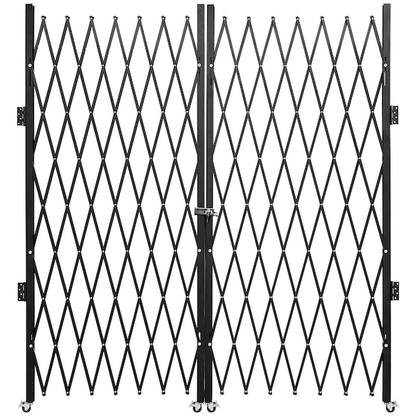 Wrightmaster 12. 5ft. x 7. 25ft. Black Steel Folding Security Gate with Casters and Wall-Mount Brackets ZR-SZ8297 - main