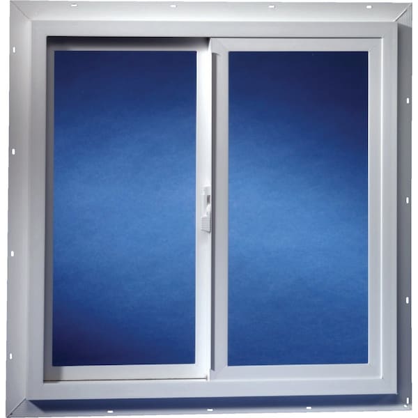 Duo- Dup-Corp. Agriclass 36'' W x 36'' H White Vinyl Tempered Glass Double Slide Utility Window 3030 UTP - main