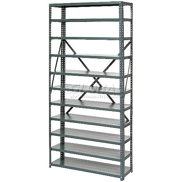 Global Industrial 10 Shelf, Open Steel Shelving, 36"W x 18"D x 73"H, Starter, 20 GA, Gray 239603 - main