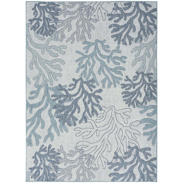 Homeroots 4' X 6' Navy Blue Ivory And Blue Nautical Indoor Outdoor Area Rug 552502 - main