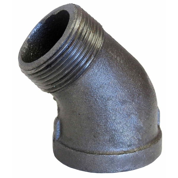 Usa Industrials Pipe Fittings, Black-Coated Malleable Iron, Class 150, 45 Degrees Street Elbow, 1/8in NPT ZUSA-PF-20322 - main